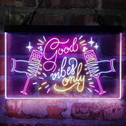 Good Vibes Only Cheers Deluxe App-Enabled 3-Color LED Light Sign - LED Gift Works