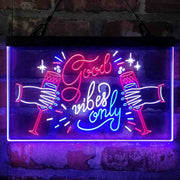 Good Vibes Only Cheers Deluxe App-Enabled 3-Color LED Light Sign - LED Gift Works