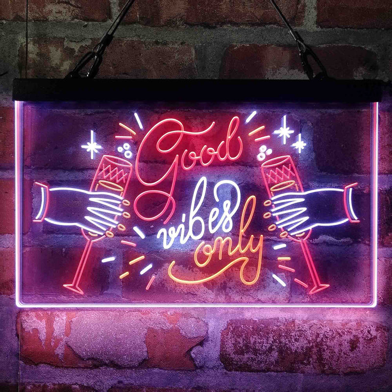 Good Vibes Only Cheers Deluxe App-Enabled 3-Color LED Light Sign - LED Gift Works