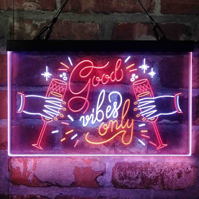 Good Vibes Only Cheers Deluxe App-Enabled 3-Color LED Light Sign - Way Up Gifts