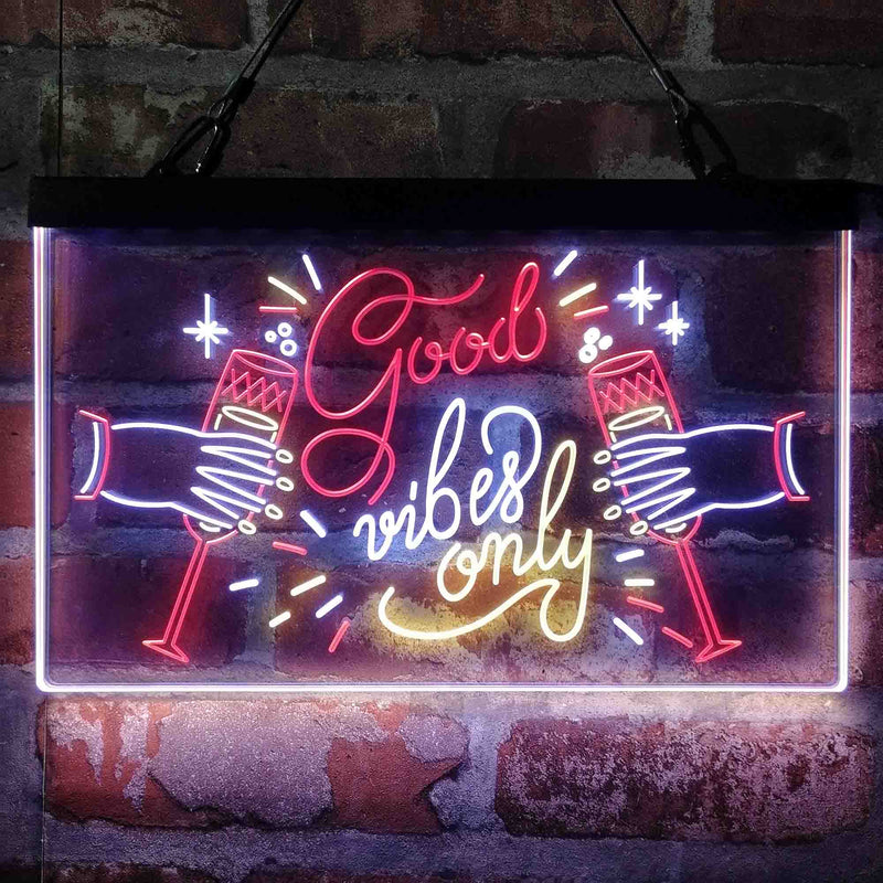 Good Vibes Only Cheers Deluxe App-Enabled 3-Color LED Light Sign - LED Gift Works