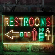 Restroom Toilet Men Women Left Arrow Deluxe App-Enabled 3-Color LED Light Sign - LED Gift Works