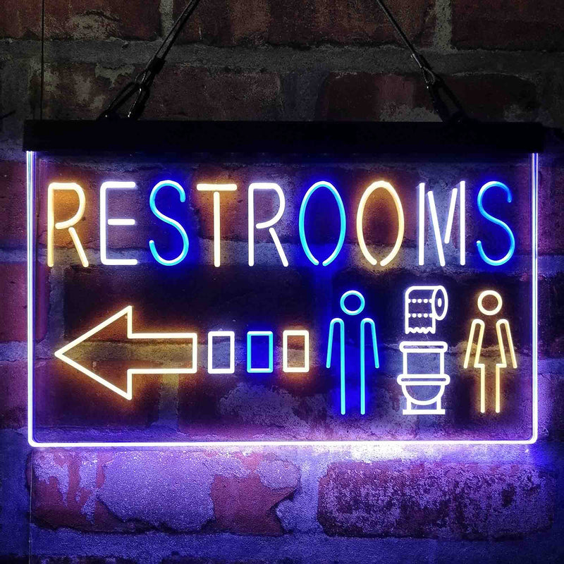 Restroom Toilet Men Women Left Arrow Deluxe App-Enabled 3-Color LED Light Sign - LED Gift Works