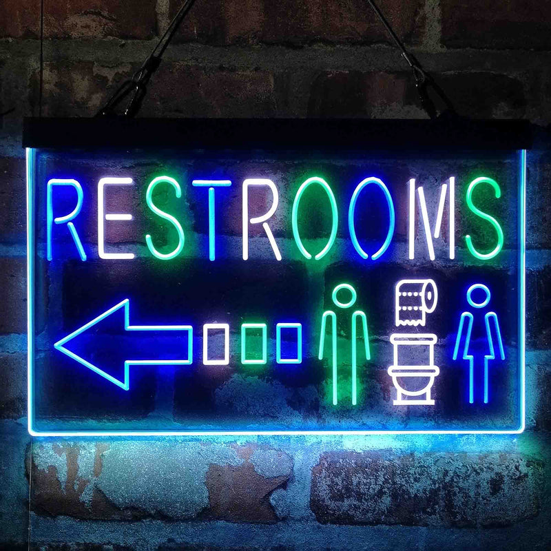 Restroom Toilet Men Women Left Arrow Deluxe App-Enabled 3-Color LED Light Sign - LED Gift Works