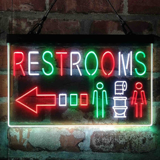 Restroom Toilet Men Women Left Arrow Deluxe App-Enabled 3-Color LED Light Sign - Way Up Gifts
