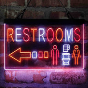 Restroom Toilet Men Women Left Arrow Deluxe App-Enabled 3-Color LED Light Sign - LED Gift Works