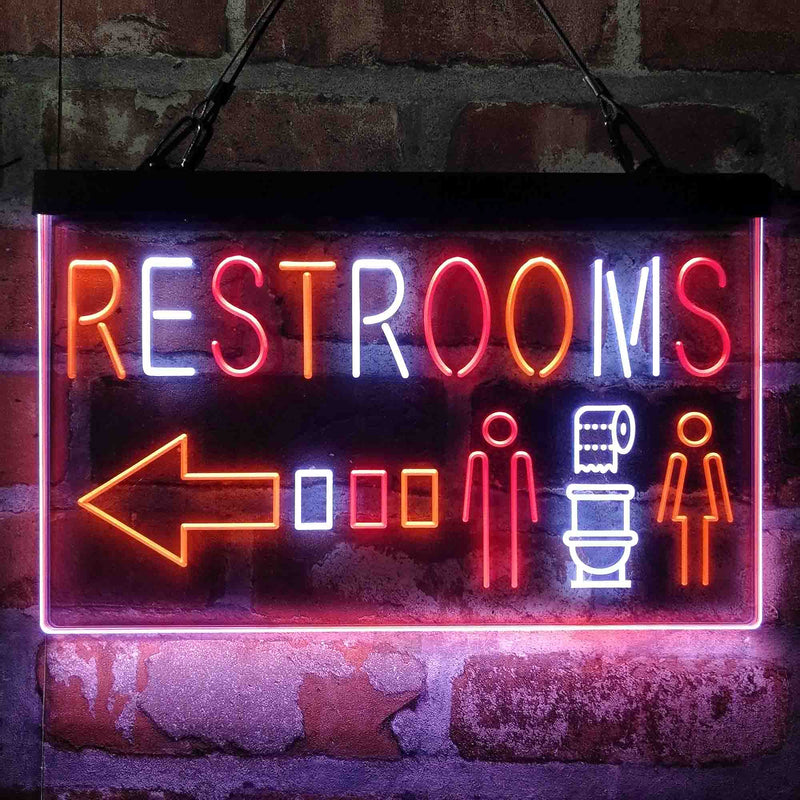 Restroom Toilet Men Women Left Arrow Deluxe App-Enabled 3-Color LED Light Sign - LED Gift Works