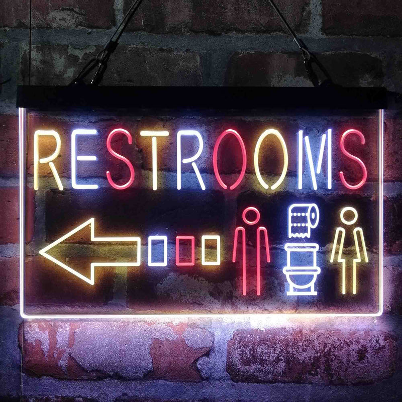 Restroom Toilet Men Women Left Arrow Deluxe App-Enabled 3-Color LED Light Sign - LED Gift Works