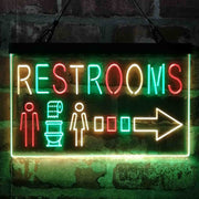 Restroom Men Women Toilet Right Arrow Deluxe App-Enabled 3-Color LED Light Sign - LED Gift Works