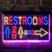 Restroom Men Women Toilet Right Arrow Deluxe App-Enabled 3-Color LED Light Sign - LED Gift Works