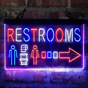 Restroom Men Women Toilet Right Arrow Deluxe App-Enabled 3-Color LED Light Sign - LED Gift Works