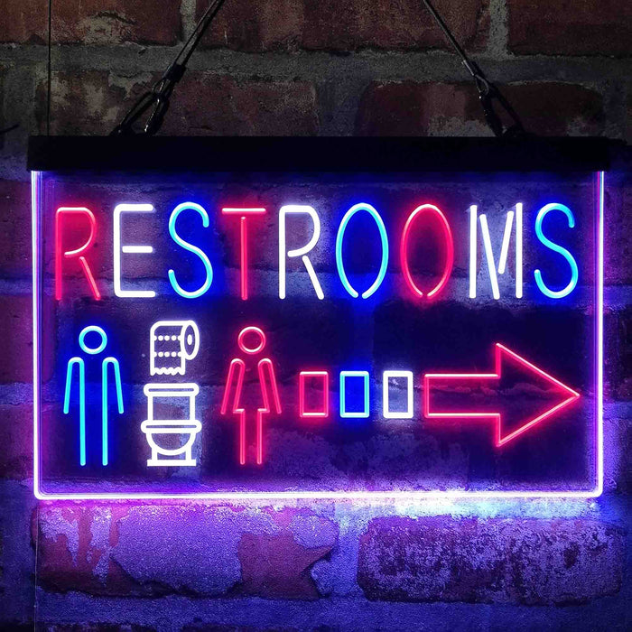 Restroom Men Women Toilet Right Arrow Deluxe App-Enabled 3-Color LED Light Sign - Way Up Gifts