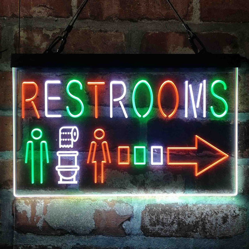 Restroom Men Women Toilet Right Arrow Deluxe App-Enabled 3-Color LED Light Sign - LED Gift Works