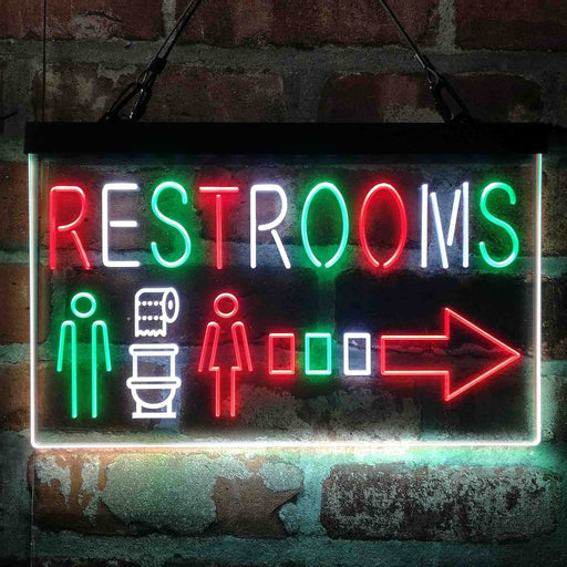 Restroom Men Women Toilet Right Arrow Deluxe App-Enabled 3-Color LED Light Sign - Way Up Gifts