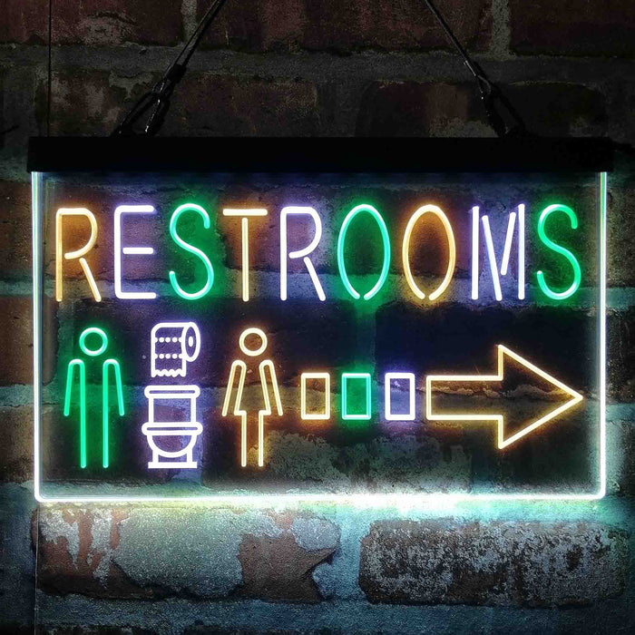 Restroom Men Women Toilet Right Arrow Deluxe App-Enabled 3-Color LED Light Sign - Way Up Gifts