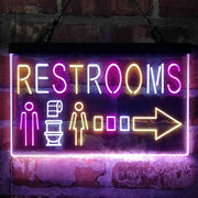 Restroom Men Women Toilet Right Arrow Deluxe App-Enabled 3-Color LED Light Sign - LED Gift Works
