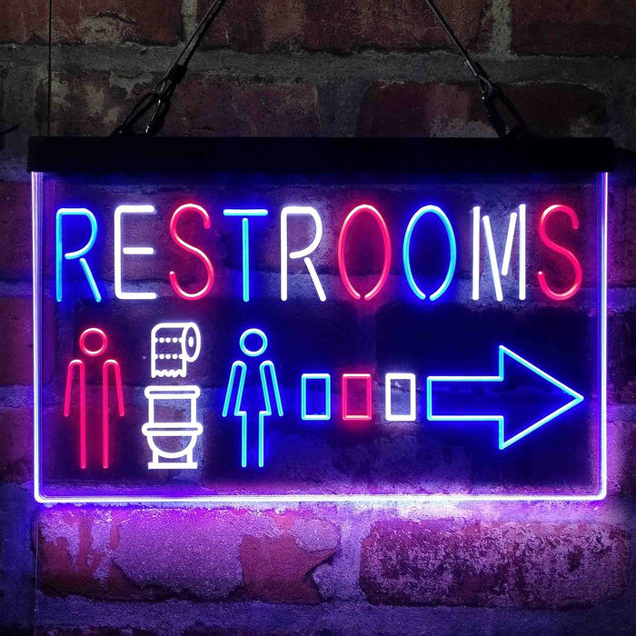 Restroom Men Women Toilet Right Arrow Deluxe App-Enabled 3-Color LED Light Sign - Way Up Gifts