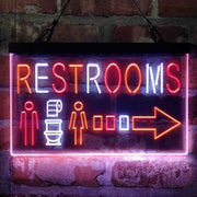 Restroom Men Women Toilet Right Arrow Deluxe App-Enabled 3-Color LED Light Sign - LED Gift Works