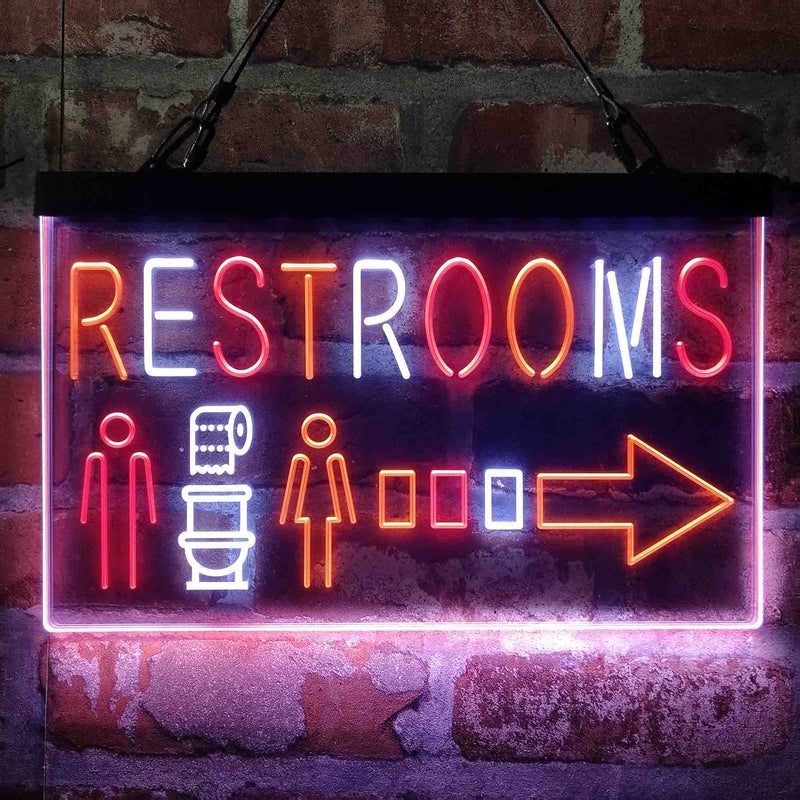 Restroom Men Women Toilet Right Arrow Deluxe App-Enabled 3-Color LED Light Sign - LED Gift Works