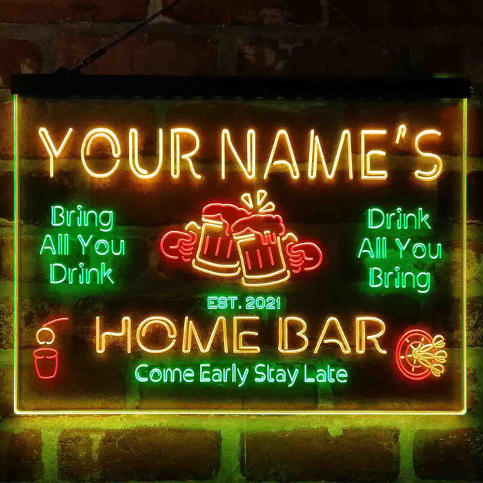 Personalized Classic Cheers Home Bar Deluxe App-Enabled 3-Color LED Light Sign - Way Up Gifts
