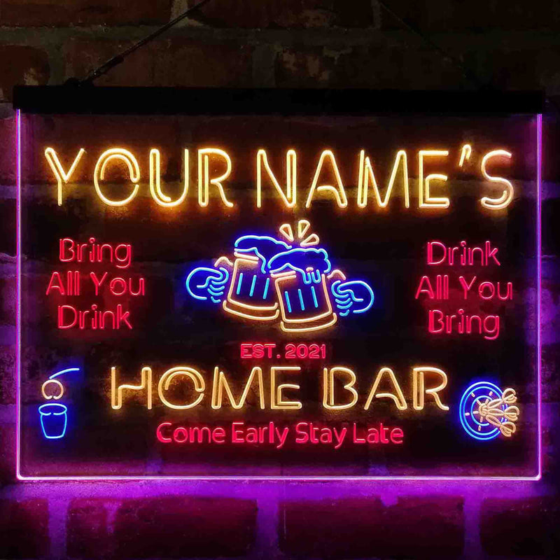 Personalized Classic Cheers Home Bar Deluxe App-Enabled 3-Color LED Light Sign - LED Gift Works