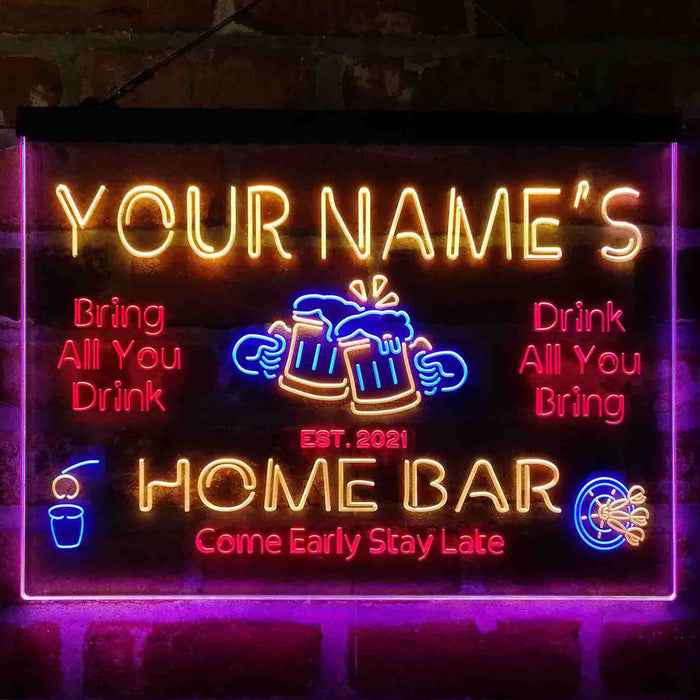 Personalized Classic Cheers Home Bar Deluxe App-Enabled 3-Color LED Light Sign - Way Up Gifts