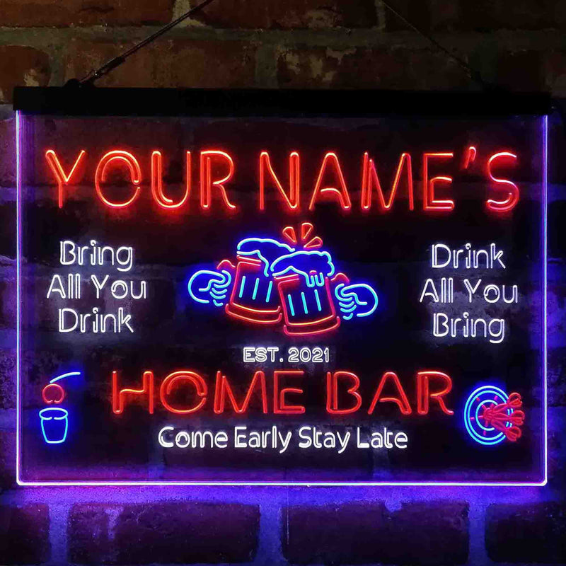 Personalized Classic Cheers Home Bar Deluxe App-Enabled 3-Color LED Light Sign - LED Gift Works