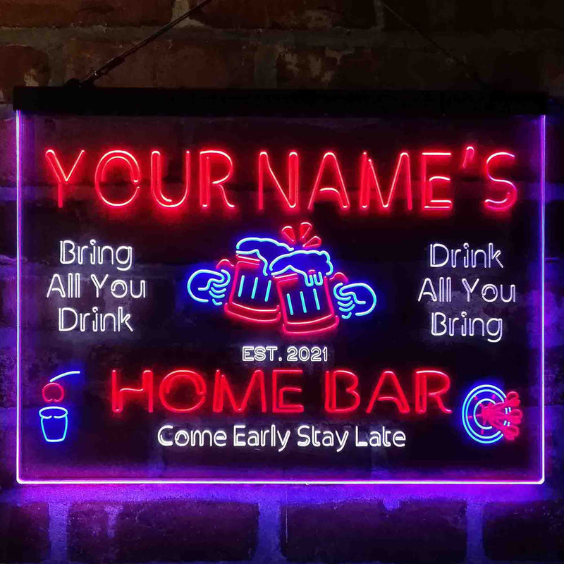 Personalized Classic Cheers Home Bar Deluxe App-Enabled 3-Color LED Light Sign - LED Gift Works