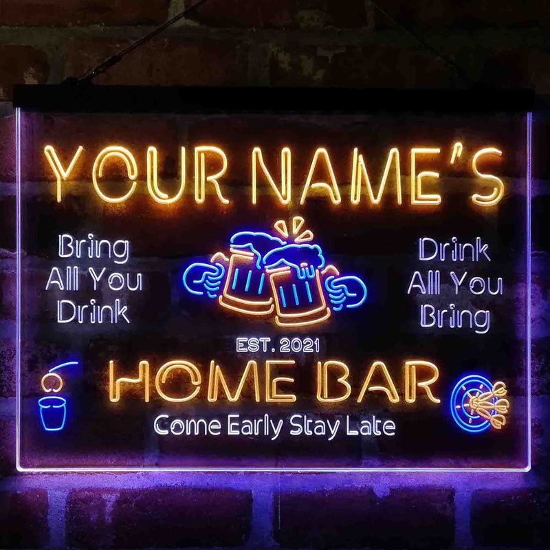 Personalized Classic Cheers Home Bar Deluxe App-Enabled 3-Color LED Light Sign - LED Gift Works