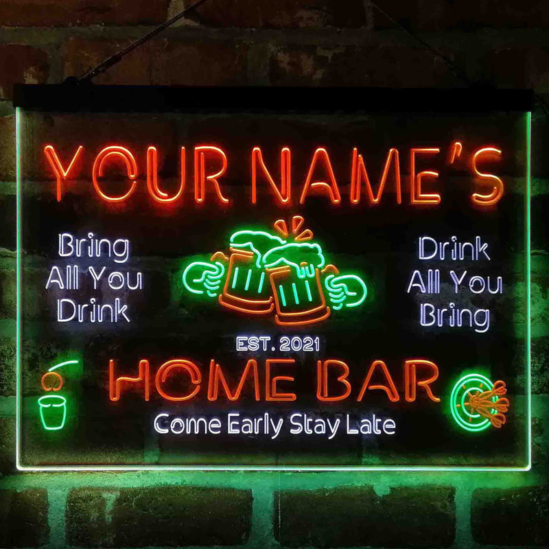 Personalized Classic Cheers Home Bar Deluxe App-Enabled 3-Color LED Light Sign - LED Gift Works