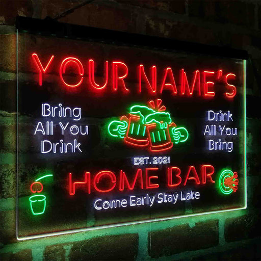 Personalized Classic Cheers Home Bar Deluxe App-Enabled 3-Color LED Light Sign - LED Gift Works