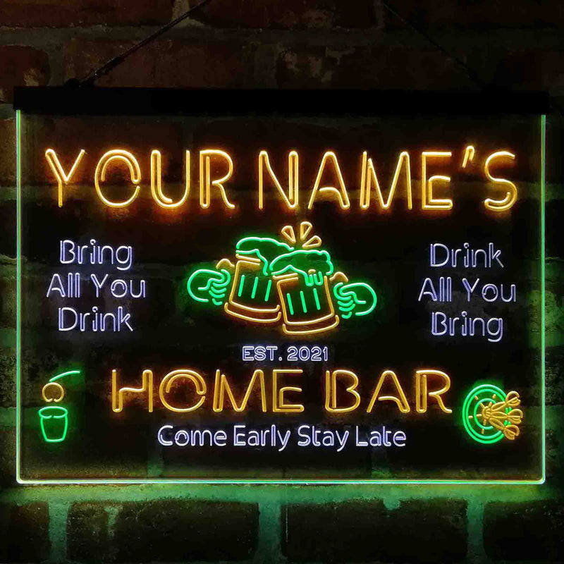 Personalized Classic Cheers Home Bar Deluxe App-Enabled 3-Color LED Light Sign - LED Gift Works