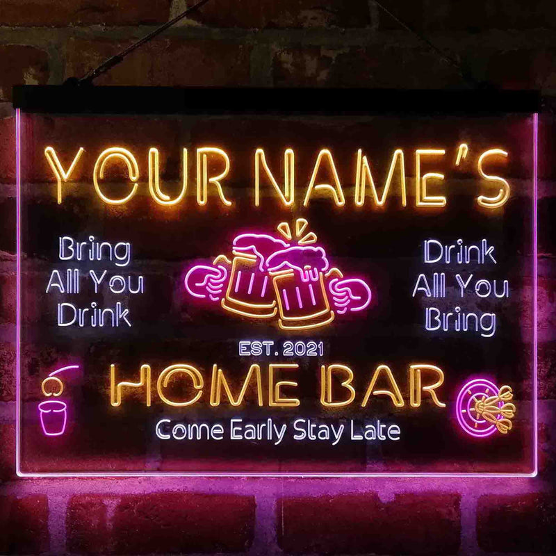 Personalized Classic Cheers Home Bar Deluxe App-Enabled 3-Color LED Light Sign - LED Gift Works