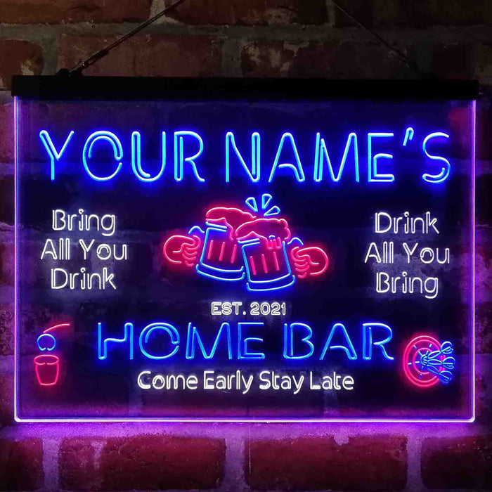 Personalized Classic Cheers Home Bar Deluxe App-Enabled 3-Color LED Light Sign - Way Up Gifts