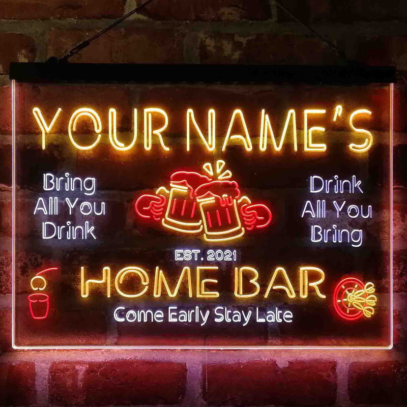 Personalized Classic Cheers Home Bar Deluxe App-Enabled 3-Color LED Light Sign - LED Gift Works