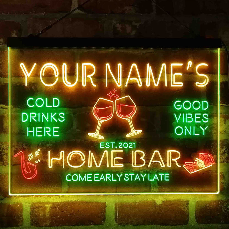 Personalized Red Wine Glass Home Bar Deluxe App-Enabled 3-Color LED Light Sign - LED Gift Works