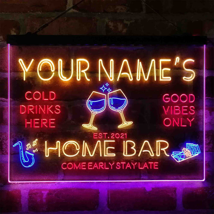 Personalized Red Wine Glass Home Bar Deluxe App-Enabled 3-Color LED Light Sign - Way Up Gifts