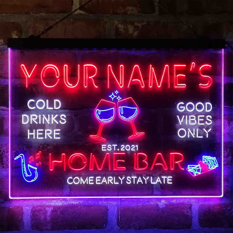 Personalized Red Wine Glass Home Bar Deluxe App-Enabled 3-Color LED Light Sign - LED Gift Works