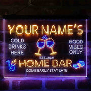 Personalized Red Wine Glass Home Bar Deluxe App-Enabled 3-Color LED Light Sign - LED Gift Works