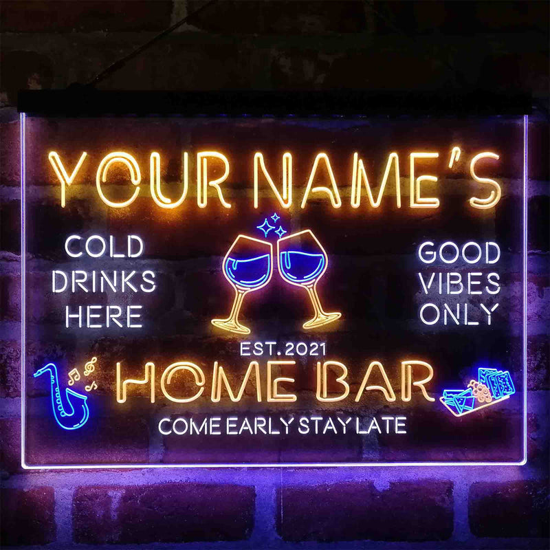 Personalized Red Wine Glass Home Bar Deluxe App-Enabled 3-Color LED Light Sign - LED Gift Works