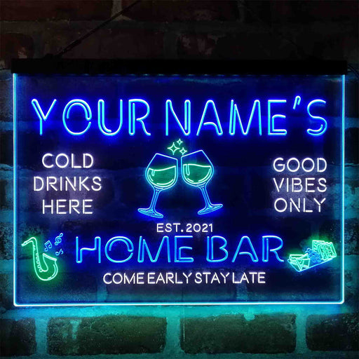 Personalized Red Wine Glass Home Bar Deluxe App-Enabled 3-Color LED Light Sign - LED Gift Works