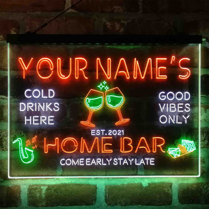 Personalized Red Wine Glass Home Bar Deluxe App-Enabled 3-Color LED Light Sign - Way Up Gifts