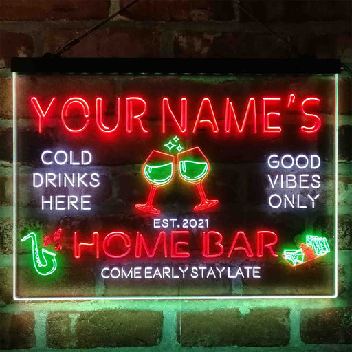 Personalized Red Wine Glass Home Bar Deluxe App-Enabled 3-Color LED Light Sign - Way Up Gifts