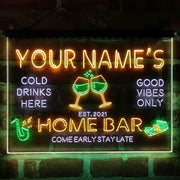 Personalized Red Wine Glass Home Bar Deluxe App-Enabled 3-Color LED Light Sign - LED Gift Works