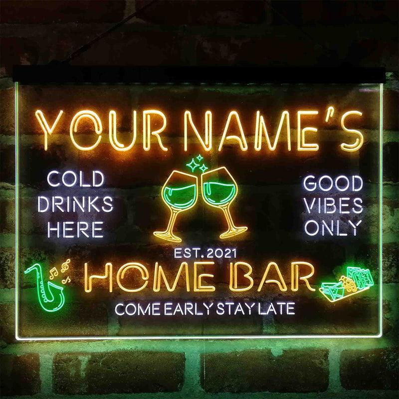 Personalized Red Wine Glass Home Bar Deluxe App-Enabled 3-Color LED Light Sign - LED Gift Works