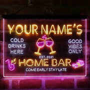 Personalized Red Wine Glass Home Bar Deluxe App-Enabled 3-Color LED Light Sign - LED Gift Works