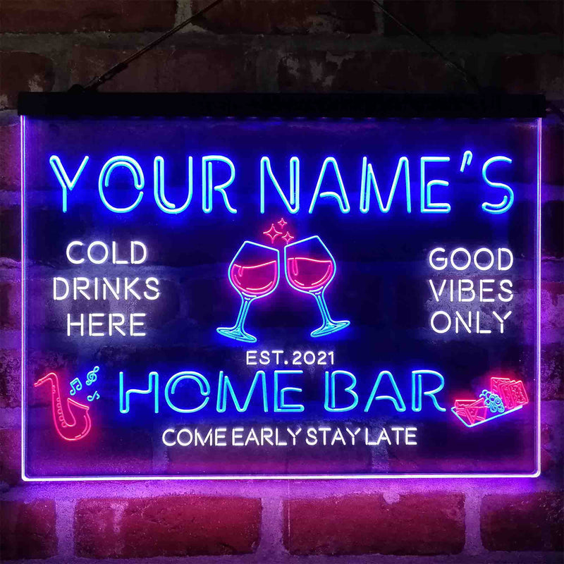Personalized Red Wine Glass Home Bar Deluxe App-Enabled 3-Color LED Light Sign - LED Gift Works