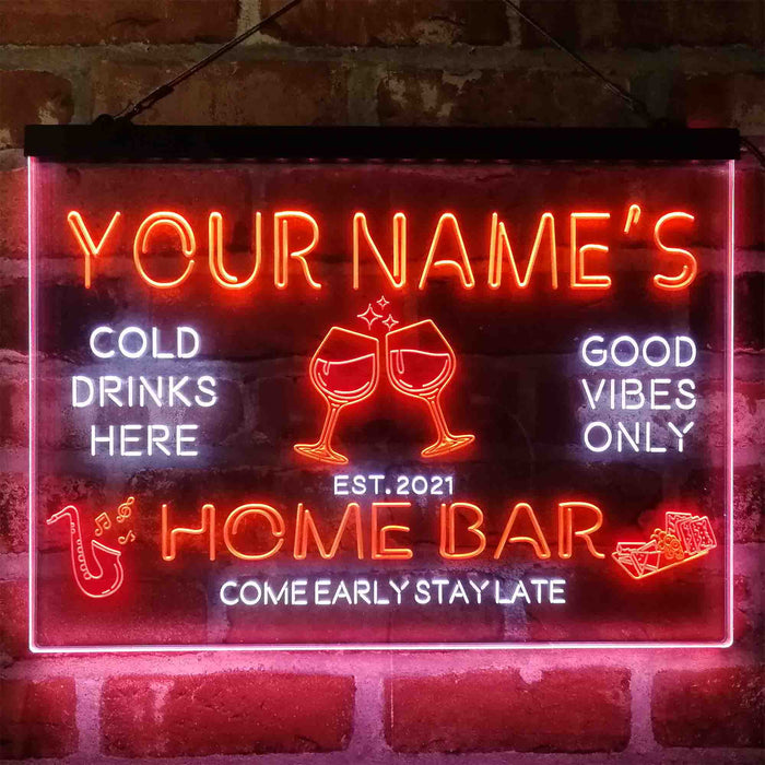 Personalized Red Wine Glass Home Bar Deluxe App-Enabled 3-Color LED Light Sign - Way Up Gifts