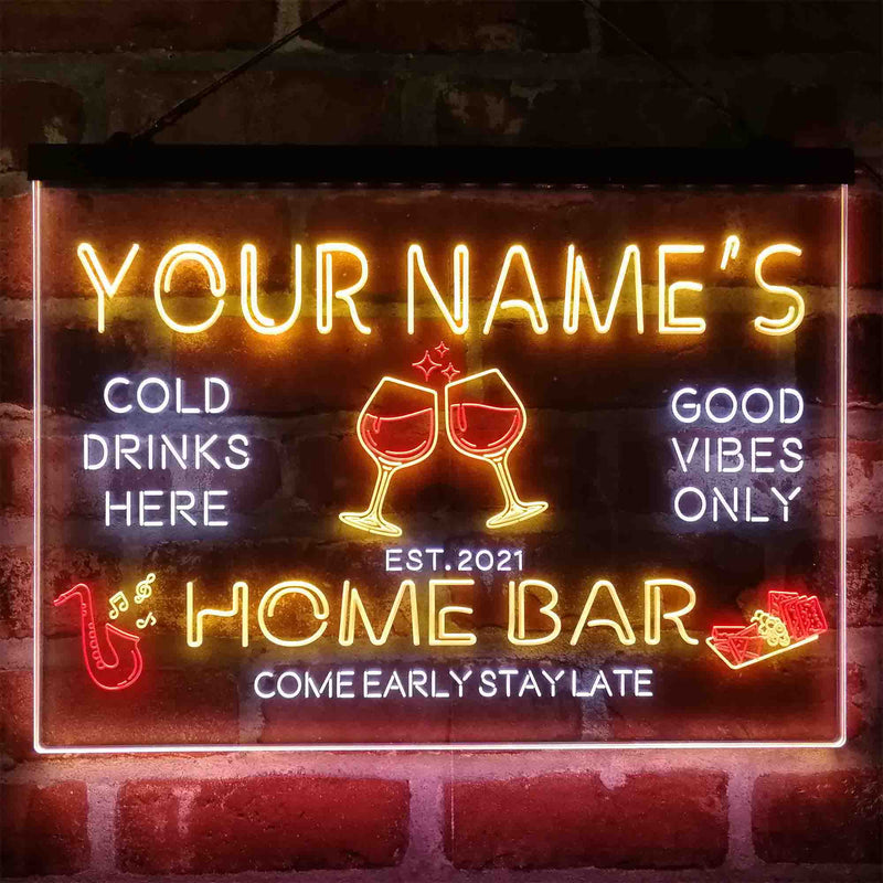 Personalized Red Wine Glass Home Bar Deluxe App-Enabled 3-Color LED Light Sign - LED Gift Works