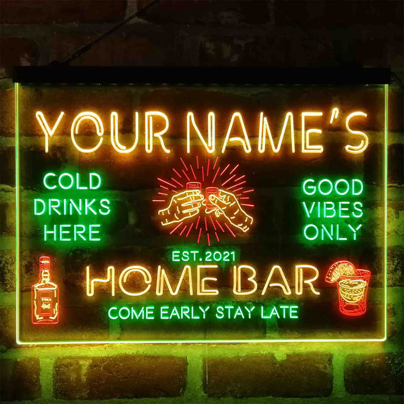 Personalized Gin Glass Home Bar Deluxe App-Enabled 3-Color LED Light Sign - LED Gift Works